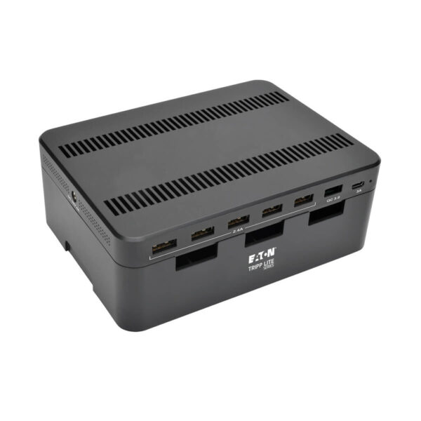 Tripp Lite series 7-Port USB Charging Station with Quick Charge 3.0, USB-C Port, Device Storage, 5V 4A (60W) USB Charge Output
