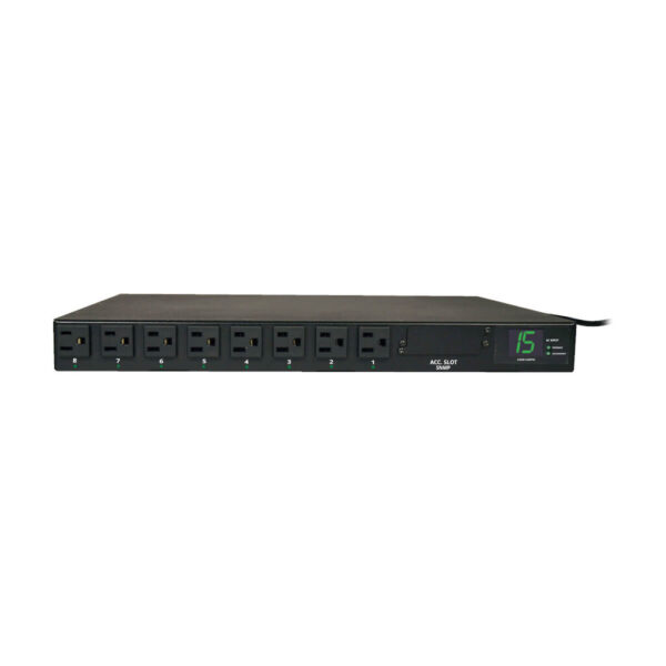 Tripp Lite series 1.4kW Single-Phase Local Metered Automatic Transfer Switch PDU, 2 120V 5-15P 15A Inputs, 8 5-15R Outputs, 1U, TAA