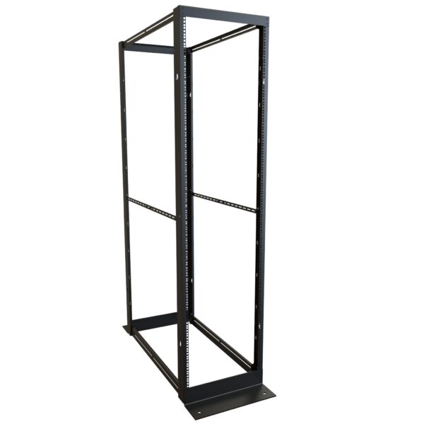 Hammond DC4R Series 44U 4-Post Open Frame Server Rack, 42 in Fixed Depth, Square Hole, 2000 lb, Black, DC4R4442F
