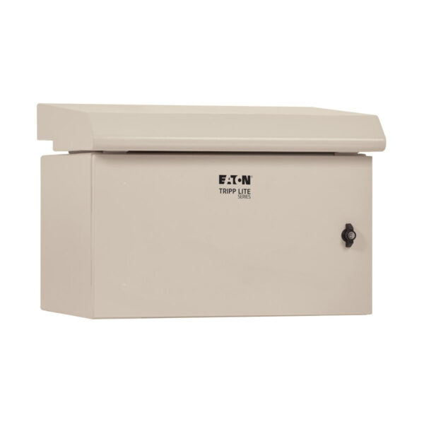 dcbe4bc9146b409f57c9d8af072346c0 Tripp Lite series SmartRack Industrial Enclosure - NEMA 3R, Wall Mount, Metal, Locking, Hinged Back, Fan With Thermal Switch, 28 in. Depth, 6U, Gray