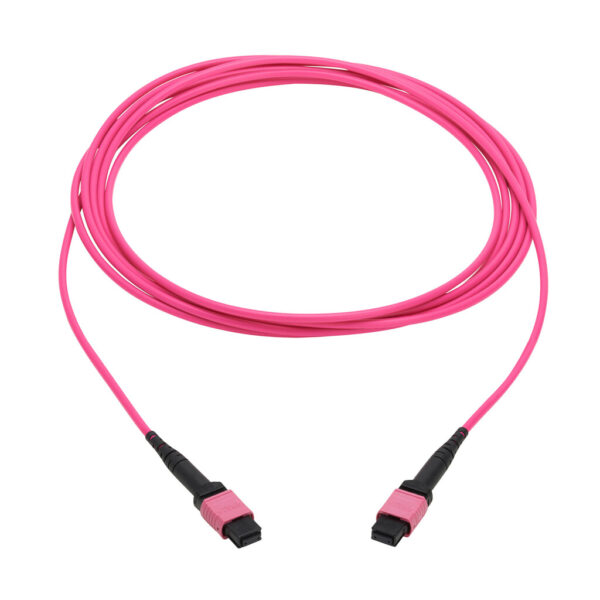 dd70f99ef1f8b0675ca3ca469cfe9427-2 Tripp Lite series 100G Multimode 50/125 OM4 Fiber Optic Cable (12F MPO/MPO-PC F/F), Type-B Polarity, OFNP, Magenta, 4 m (13.1 ft.), TAA
