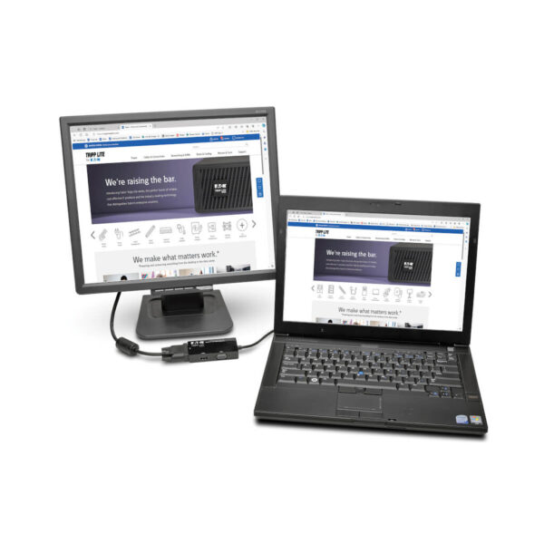 dd7f35296b6b1aa68e9332e3c26535e1 Tripp Lite series Keyspan Mini DisplayPort to VGA/DVI/HDMI All-in-One Video Converter Adapter, 4K 30Hz HDMI, DP1.2, Black, 6-in. (15.24 cm)