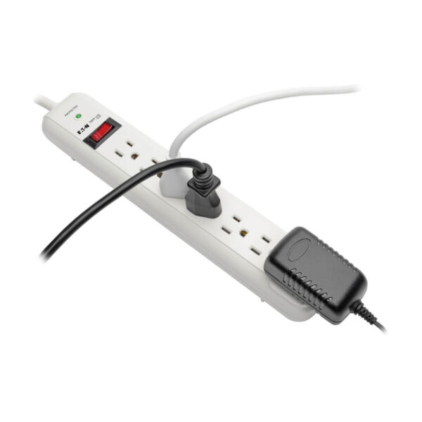 Tripp Lite series Protect It! 7-Outlet Surge Protector, 6 ft. Cord, 1080 Joules, Diagnostic LED, Light Gray Housing