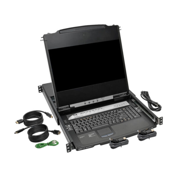 Tripp Lite series NetDirector 8-Port 1U Rack-Mount Console HDMI KVM Switch with 17 in. LCD and IP Remote Access, Dual Rail, TAA