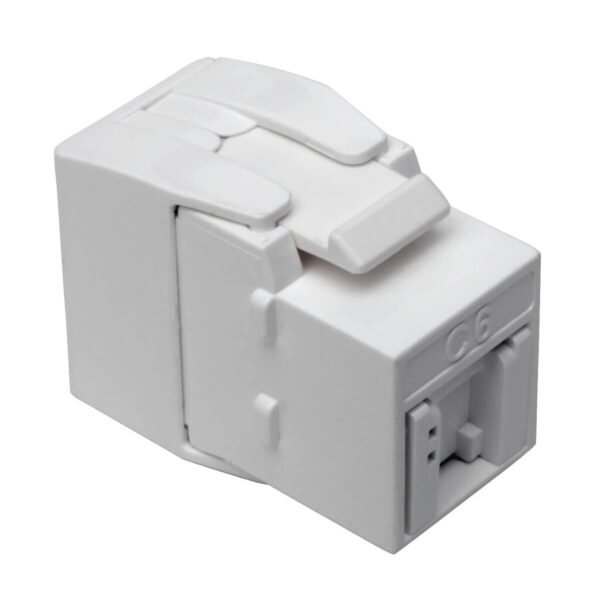 Tripp Lite series Keystone Jack Cat6/Cat5e, RJ45, Shuttered, Dust Cap - Toolless, PoE/PoE+ Compliant, White, TAA - N238-001-GY-TF