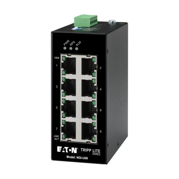 Tripp Lite series 8-Port Unmanaged Industrial Gigabit Ethernet Switch - 10/100/1000 Mbps, DIN Mount, TAA