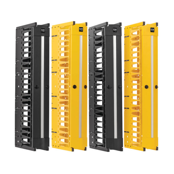 df716f8c2a493d2e5fb6e587a8d19168 Tripp Lite series High-Capacity Vertical Cable Manager - Deep Double Finger Duct with Cover, Double Sided, 6 in. Wide, Yellow/Black, 7 ft. (2.2 m)