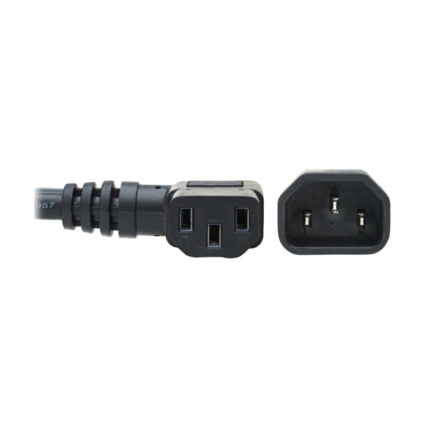 Tripp Lite series Power Extension Cord, Left-Angle C13 to C14 PDU Style - 10A, 250V, 18 AWG, 2 ft. (0.61 m), Black