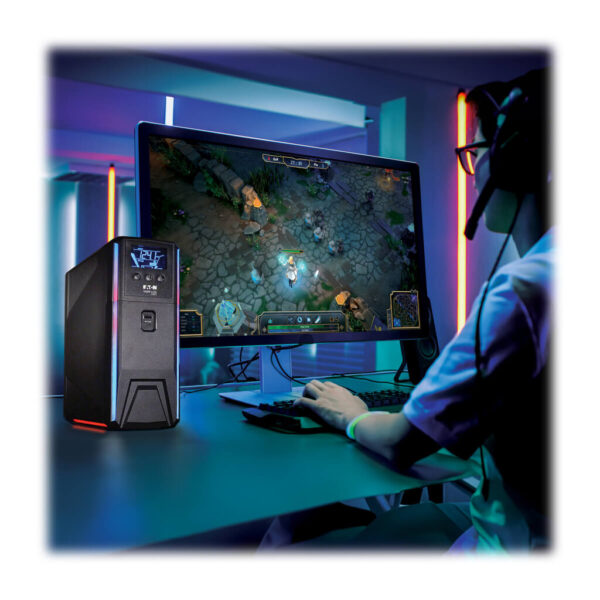 dfbbd133e74503ad8b52ac20c1fd456f Tripp Lite series 1000VA 600W 120V Pure Sine Wave Gaming UPS Battery Backup - LCD, AVR, RGB LEDs, USB Charging, Tower