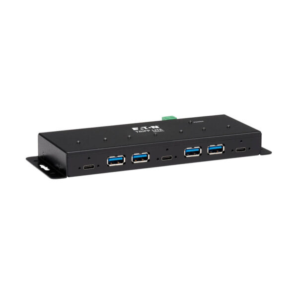 Tripp Lite series Industrial 7-Port USB-C Hub, USB 3.x Gen 2 (10Gbps), 4x USB-A & 3x USB-C Ports, 15Kv ESD Immunity, 2Kv Surge, TAA