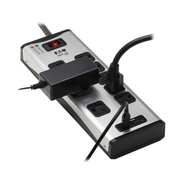 dfee2326a12fc51ae50607a95a26e9e1 Tripp Lite series 8-Outlet Surge Protector with 1 USB-A and 1 USB-C (3.9A Shared) - 8 ft. Cord, 2100 Joules, Metal Housing