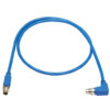 dff80c794c19b0aeee47597baa398c74-1 Tripp Lite series M12 X-Code Cat6 1G UTP CMR-LP Ethernet Cable (Right-Angle M/M), IP68, PoE, Blue, 2 m (6.6 ft.), TAA