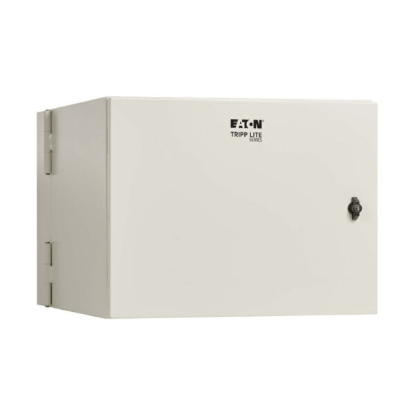 e0147f5842649c18e400bb5ad23afee7 Tripp Lite series SmartRack Industrial Enclosure with Lock - NEMA 4, Wall Mount, Metal Construction, Hinged Back, 28 in. Depth, 9U, Gray