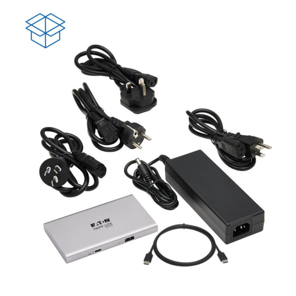 Tripp Lite series 4-Port Thunderbolt 4 Hub - 8K, 2x 4K 60 Hz, USB 3.2 Gen 2, USB-A Port, 100W Charging, Gray