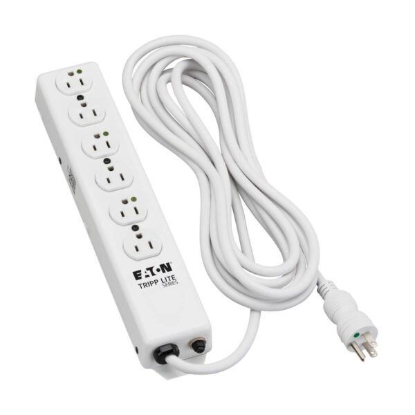 Tripp Lite series Safe-IT UL 1363 Medical-Grade Power Strip, 6x Hospital-Grade Outlets, Antimicrobial, 15 ft. (4.57 m) Cord