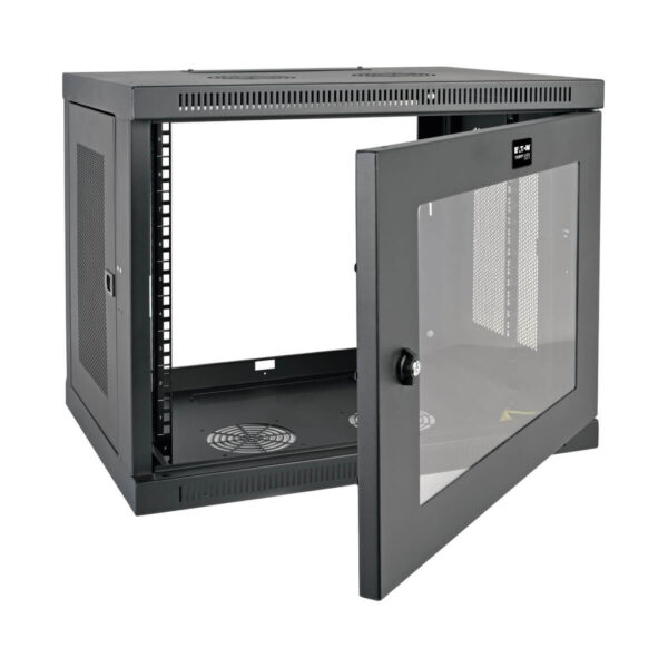 Tripp Lite series SmartRack 9U Low-Profile Switch-Depth Wall-Mount Mini Rack Enclosure, Clear Acrylic Window