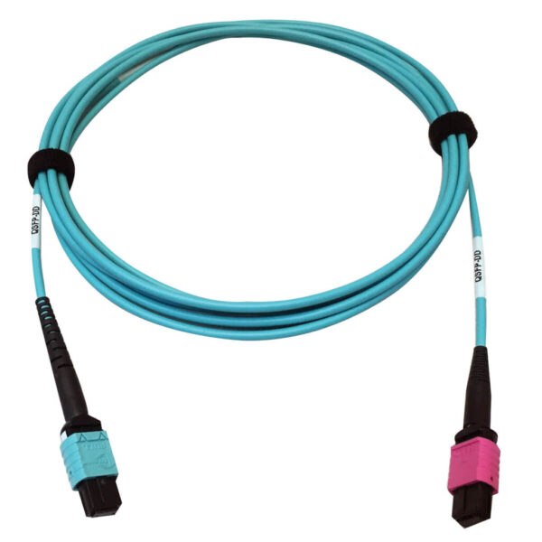 e0660645a9c175cbf3f23374146cb59c Tripp Lite series 400G Multimode 50/125 OM4 Plenum Fiber Optic Cable, 24F MTP/MPO-UPC to 16F MTP/MPO-UPC (F/F), Aqua, 3 m