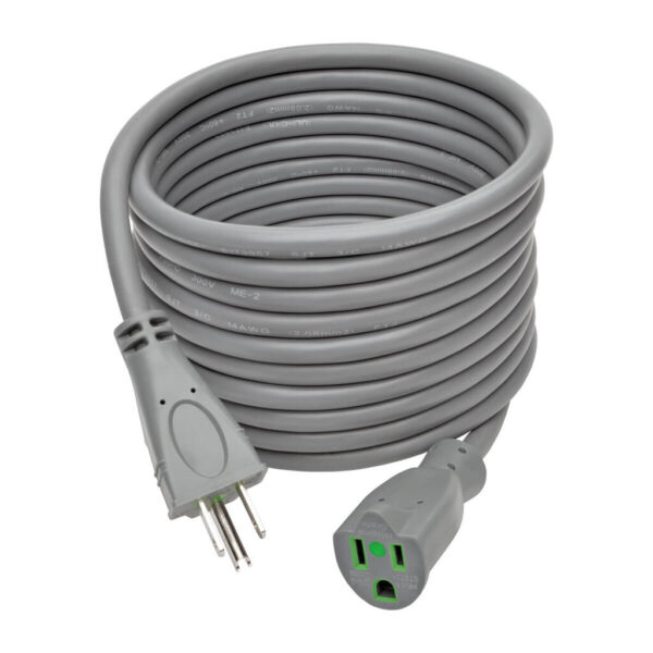 Tripp Lite series Hospital-Grade Extension Cord, NEMA 5-15P to NEMA 5-15R - Green Dot, 15A, 125V, 14 AWG, 15 ft. (4.57 m), Gray