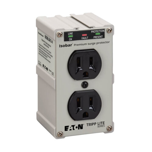 Tripp Lite series Isobar 2-Outlet Surge Protector, Direct Plug-In, 1410 Joules, Diagnostic LEDs, Metal Housing