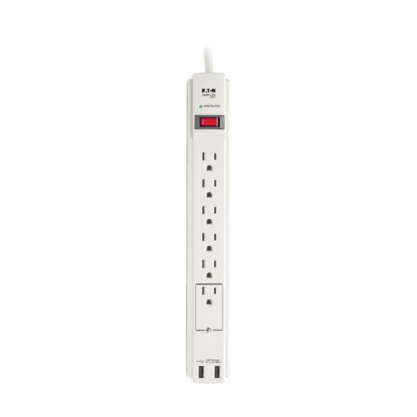 e1076047330f8446b1727dc9dbe2b100 Tripp Lite series Protect It! 6-Outlet Surge Protector, 1200 Joules, USB-A & USB-C Charging Ports (4A Total), 6 ft. (1.8 m) Cord, Gray Housing
