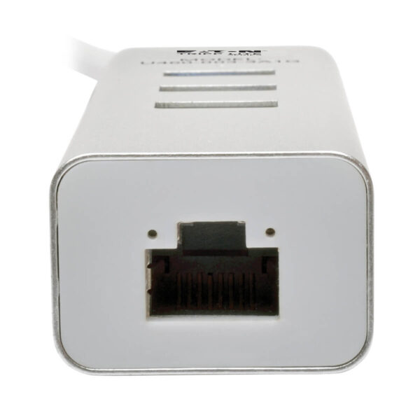 Tripp Lite series 3-Port USB 3.x (5Gbps) Hub with LAN Port, USB-C to 3x USB-A Ports and Gigabit Ethernet, Silver