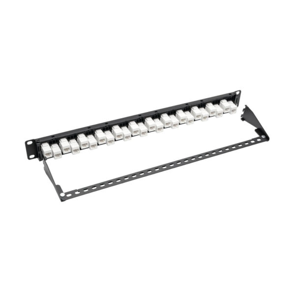 e15f06c33c6fe46dc342ec41110fe8a9 Tripp Lite series 24-Port 1U Rack-Mount Cat6a Offset Feed-Through Patch Panel with Cable Management Bar, RJ45 Ethernet, TAA
