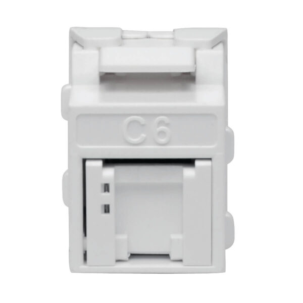 Tripp Lite series Keystone Jack Cat6/Cat5e, RJ45, Shuttered, Dust Cap - Toolless, PoE/PoE+ Compliant, White, TAA - N238-001-GY-TF