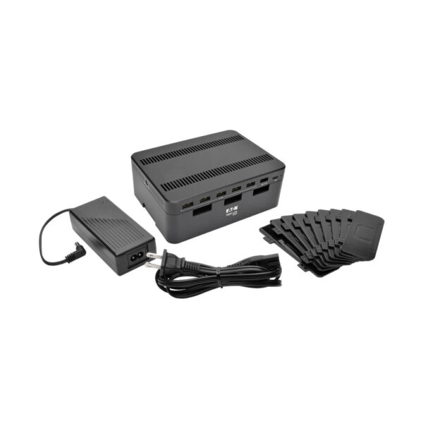 Tripp Lite series 7-Port USB Charging Station with Quick Charge 3.0, USB-C Port, Device Storage, 5V 4A (60W) USB Charge Output