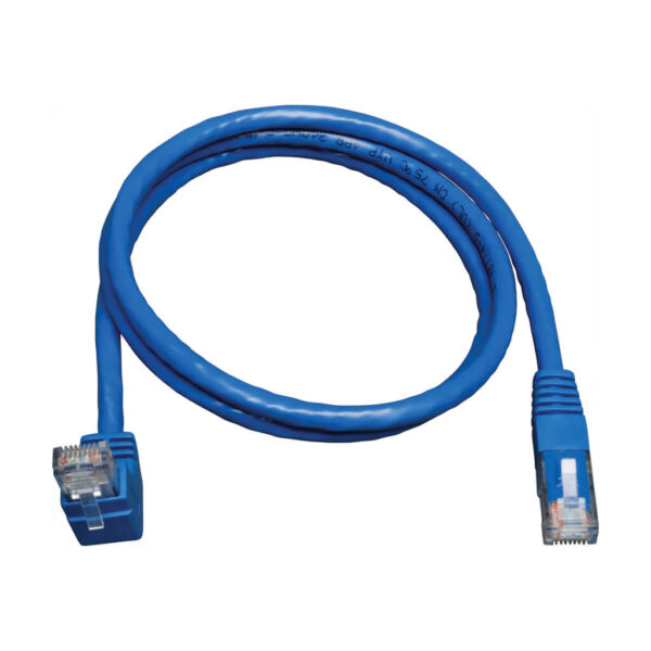 Tripp Lite series Up-Angle Cat6 Gigabit Molded UTP Ethernet Cable (RJ45 Right-Angle Up M to RJ45 M), Blue, 3 ft. (0.91 m)