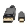 Tripp Lite series Mini DisplayPort to DisplayPort Adapter Cable, 4K (M/M), DP Latching Connector, Black, 10 ft. (3.1 m)