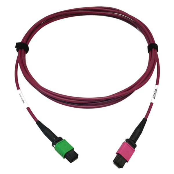 e2dc7949c7c0411b250aaa78a50f33e2 Tripp Lite series 400G Multimode 50/125 OM4 Plenum Fiber Optic Cable, 16F MTP/MPO-APC to MTP/MPO-UPC (F/F), Magenta, 3 m