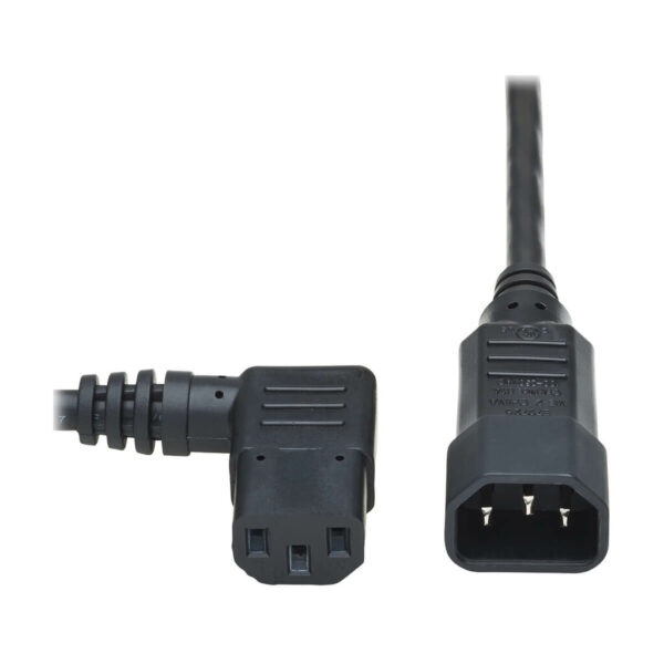 Tripp Lite series Power Extension Cord, Left-Angle C13 to C14 PDU Style - 10A, 250V, 18 AWG, 2 ft. (0.61 m), Black