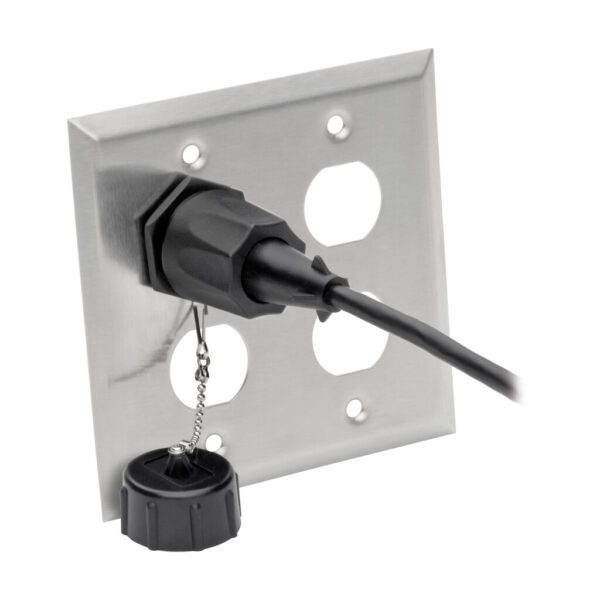 Tripp Lite series 4 Port Double Gang Faceplate, Stainless Steel, Industrial Grade, IP44, TAA