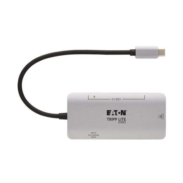 Tripp Lite series 3-Port USB-C Hub - USB 3.x (5Gbps) Hub Ports, Gigabit Ethernet, Thunderbolt 3, 100W PD Charging, Aluminum Housing