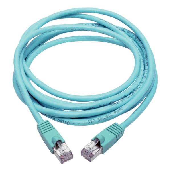 e4662ce5accf0dfed2847d6a7532fbd8 Tripp Lite series Cat6a 10G Snagless Shielded STP Ethernet Cable (RJ45 M/M), PoE, Aqua, 10 ft. (3.05 m)