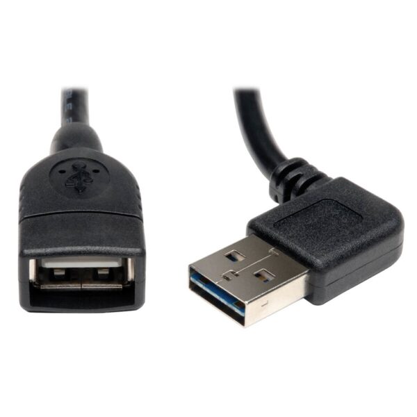 e4a10b9d74fc93a7b5363c6c0f1be6c7 Tripp Lite series Universal Reversible USB 2.0 Extension Cable (Reversible Right/Left-Angle A to A M/F), 18-in. (45.72 cm)