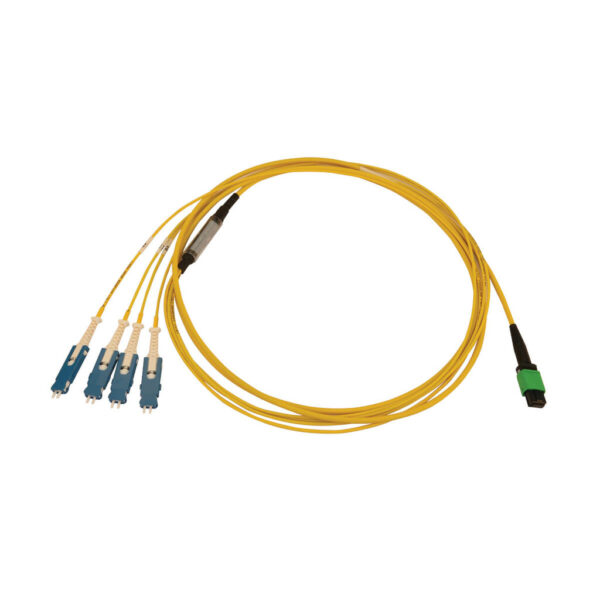 e5cd1b0c49170598b6cc8b498c31ba16 Tripp Lite series 40/100/400G Singlemode 9/125 OS2 Breakout Fiber Optic Cable (12F MTP/MPO-APC to 4x Duplex SN-UPC F/M), LSZH, Yellow, 2 m (6.6 ft.)