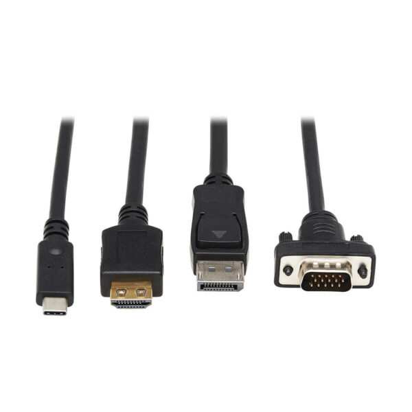 e62514f62825c21f492ef14da1ca968e Tripp Lite series 4-Port Presentation Adapter, 4K 60 Hz (4:4:4) HDMI, DP, USB-C and 1080p VGA to HDMI, Built-In Cables, TAA