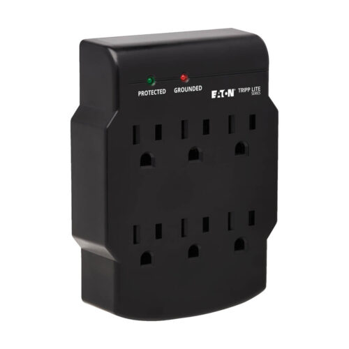 Tripp Lite series 6-Outlet Surge Protector, Direct Plug-In, 750 Joules, Diagnostic LED, Black