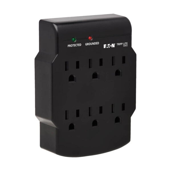 Tripp Lite series 6-Outlet Surge Protector, Direct Plug-In, 750 Joules, Diagnostic LED, Black