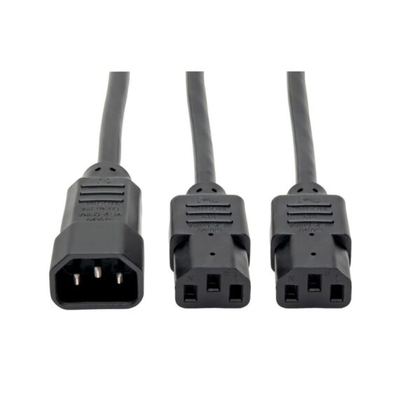 e719bc5431bfed93df7c2b7a535928bf Tripp Lite series C14 Male to C13 Female Splitter, PDU Style - C14 to 2x C13, 10A, 250V, 18 AWG, 6 ft. (1.83 m), Black