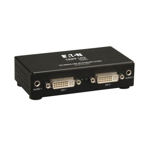 Tripp Lite series 2-Port DVI Splitter with Audio and Signal Booster, Single-Link 1920x1200 at 60Hz/1080p (DVI F/2xF), TAA