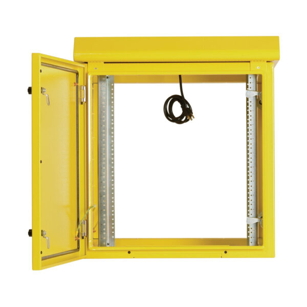 Tripp Lite SmartRack 12U NEMA 3R Industrial Wall-Mount Enclosure, Locking, Hinged Back, Fan with Thermal Switch, 28 in. Deep, Yellow - SRN3RY12US