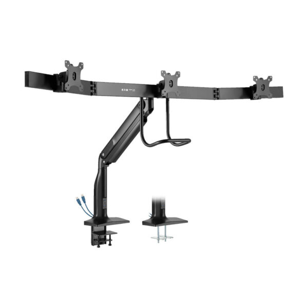 Tripp Lite Safe-IT Triple-Display Desk Clamp/Grommet Mount, Gas Spring Arm, Antimicrobial Tape, for 17 to 32 in. Displays - DMPDT1732AM