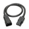 Tripp Lite series Heavy-Duty PDU Power Cord, C13 to C14 - 15A, 250V, 14 AWG, 2 ft. (0.61 m), Black