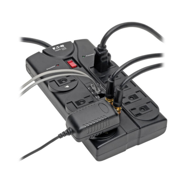 Tripp Lite series Protect It! 8-Outlet Surge Protector, 8 ft. (2.43 m) Cord, 2160 Joules, Tel/Fax/Modem/Coax Protection, RJ11