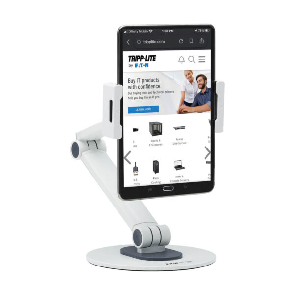 e7ede3e144ef6c31d3473c730f6abceb Tripp Lite series Full-Motion Flexible Long-Arm Desktop Smartphone and Tablet Mount, White