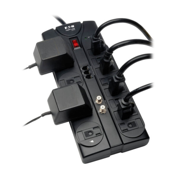 Tripp Lite series Protect It! 12-Outlet Surge Protector, 8 ft. (2.43 m) Cord, 2880 Joules, Tel/Modem/Coaxial Protection