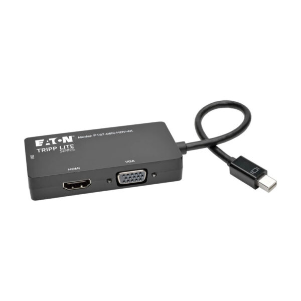 e865bd7b845ca3715d193605a1894f72 Tripp Lite series Keyspan Mini DisplayPort to VGA/DVI/HDMI All-in-One Video Converter Adapter, 4K 30Hz HDMI, DP1.2, Black, 6-in. (15.24 cm)