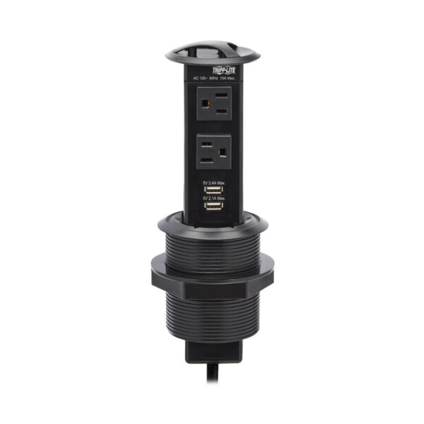 e89899a613aaf184e93ef97eda9a49fd Tripp Lite series Power It! 2-Outlet Pop-Up Power and Charging Dock - 2x USB-A, 6 ft. Cord, Antimicrobial Protection, Black
